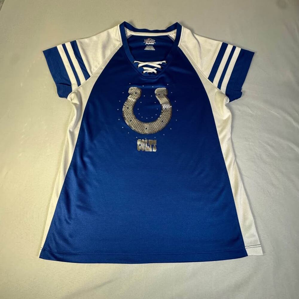 Majestic Indianapolis Colts Lace-Up Jersey Shirt Size XL